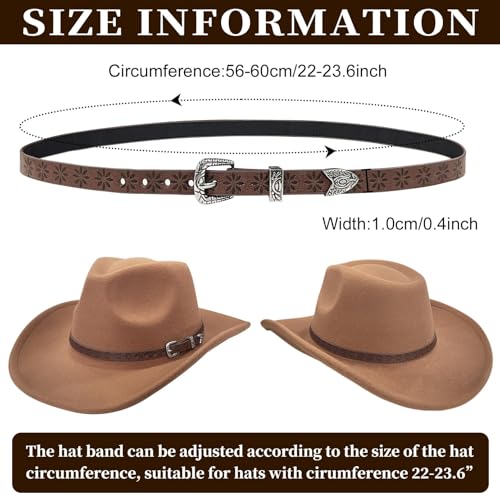 Image of Cowboy Hat Bands for Women Men, Cowgirl Hat Bands for Western Hats Straw Hats Fedora Hats, Leather Hat Belt Hatbands Multicolor