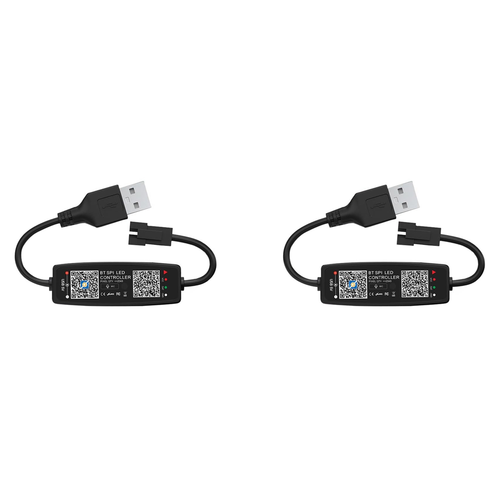 Jnchdghwa Black 2X Ws2812b Led Controller Bluetooth App Control Music Controller For Sk6812 Ws2811 Ws2812 Led Pixel Light Strip Usb 5V