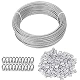 TooTaci 30M/3mm Cable Métallique, 3mm Câble en Acier Revêtu PVC, Corde en Acier Inoxyda...