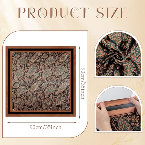 SATINIOR 35 Inch Silky Head Scarf 2 Pcs Large Square Neck Scarf Sleeping Hair Wrapping Satin Bandana for Women (Coffee,Modern)4