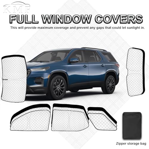 Image of KMF Windshield Sun Shade Replacement for Chevrolet /Chevy Traverse 2018-2023, Side Window Sun Shade ，Sun Visor Shield Cover,Rear Window Sunshade for Camping /Baby UV Block and Privacy Protect