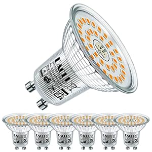 EACLL GU10 LED warm wit 6W Vervangt 100W halogeenlampen, 6-pack. 2700K 735 lumen lampen, AC 230V flikkervrije spot, stralingshoek 120° spot, niet dimbaar korter reflectorlampen