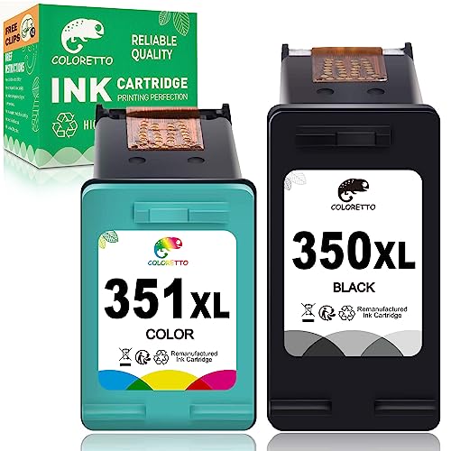 COLORETTO 350XL 351XL Cartucho de Tinta Remanufacturado para HP 350 351 XL Compatible con Deskjet...