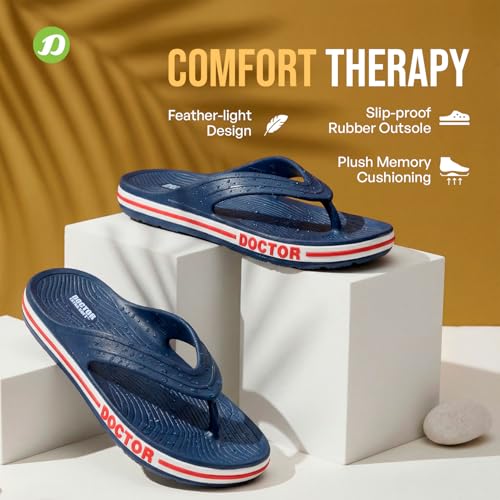 Image of DOCTOR EXTRA SOFT Men's Classic & Premium Casual Flip Flops with Soft Acupressure for Adult | Comfortable & LightWeight| Stylish & Anti-Skid |Waterproof Everyday Cushion Slippers for Gents /Boys D-553