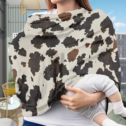 Image of Cow Print Car Seat Covers Canopy Cover - Multi-use Cover Carseat Canopy, Breathable Breastfeeding Cover, Easy to Install Car Seat Covers for Bbies