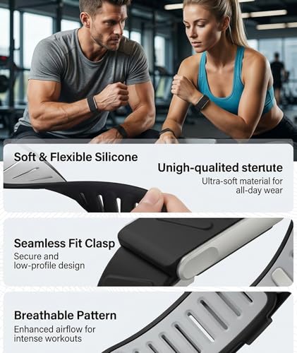 Image of Compatible with Whoop 5.0 Band Straps, Dark Gray Silicone Replacement Band for Fitness Training, Water Activities, Adjustable Breathable Sport Strap for Men and Women