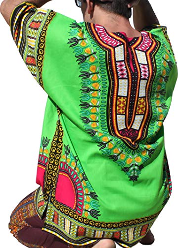 RaanPahMuang Brand Unisex Bright Colour Cotton Africa Dashiki Shirt Plain Front