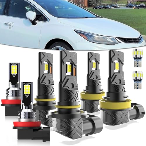 Image of Light Bulbs Fit For Chevy Cruze 2016-2019,Hi Beam Lo Beam fog light,High Performance lights Bulb Combo,T10 License Plate Light,8-Pack