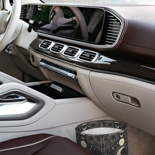 Image of Vintage Sun Moon Stars Car Trash Can Collapsible Garbage Can,Hanging Trash Bag Water Proof with Suitable for Storage for Car Interiors,Home