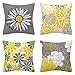 4 Stück wasserdichte Kissenbezüge,Dekorative Outdoor Kissen Baumwolle Leinen Kissenbezüge für Heim Dekor Lastwagen Blume Rotes Herz Dekokissen Dekorative Kissenbezüge(40X40 cm, Gelb)