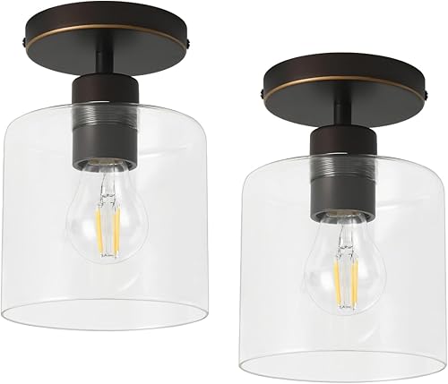 Miniatura 16 de Lámpara de techo semiempotrada de bronce aceitado, moderna lámpara de techo de granja para armario, pasillo, entrada, lámpara de pasillo, lámpara