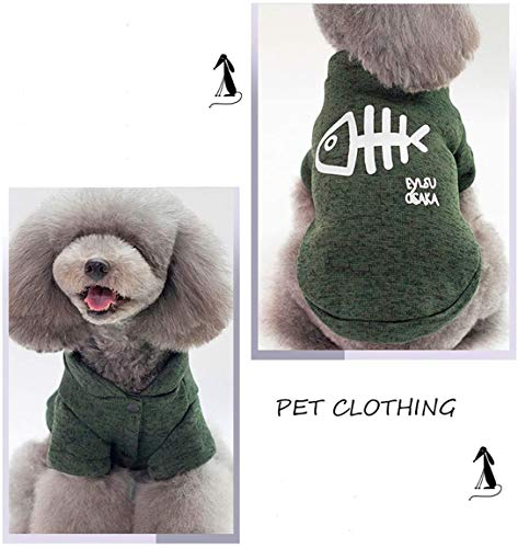 Hundepulli Hunde Bekleidung Hundemantel Haustiere Katze Welpen Winterjacke mit Brustschutz Winter Hundejacke Baumwolle Winterpulli Hundebekleidung für Outdoor Geschenk Freizeit Spazieren Grün XL