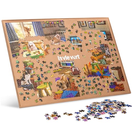 Lavievert Jigsaw Puzzle Board Portable Puzzle Saver for Puzzle Storage, Lightweight & Easy Transport, for 1500 Piece Jigsaws Puzzles (Khaki)