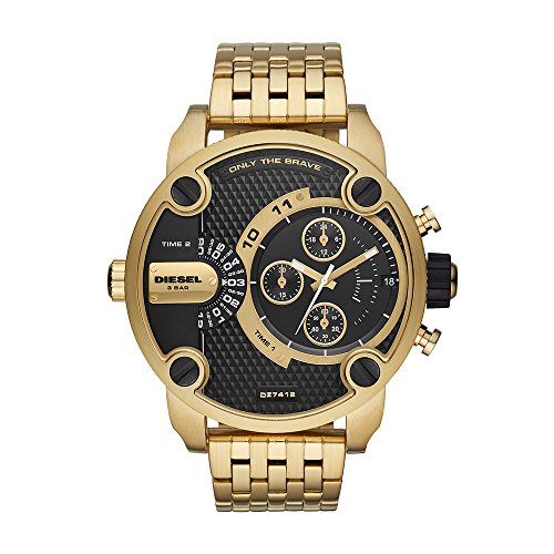 Diesel Men's Watch Little Daddy Quartz Stainless Steel Gold with Black Dial DZ7412
