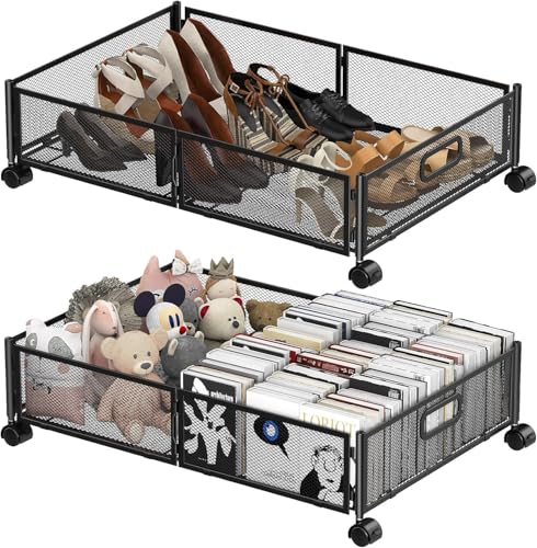 Reviews de Almacenaje de cama los más recomendados. 44 2 PCS Cajas de Almacenamiento, Contenedores de Almacenamiento Debajo de La Cama, almacenamiento bajo cama, Armario de Almacenamiento bajo La Cama con Ruedas, Zapatera Bajo Cama,...