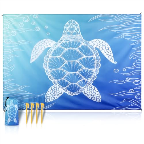 Siegvoll sandfreie Stranddecke 200x140 cm wasserdichte Picknickdecke Ultraleicht & kompakt inkl. 4 Heringen zur Windsicherung ideale Faltbare Strandmatte für Strand Reisen Camping & Outdoor