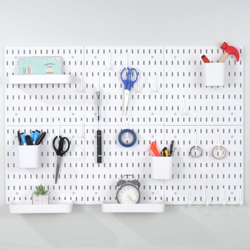 Sibosen Stecktafel-Kombinationsset Kunststoff-Stecktafel-Wand-Organizer-Set mit 6 Stecktafeln (28x28cm) + 44 Zubehör Modulare Aufhängung Werkzeugwand für Raumaufbewahrung Organisation und Dekoration