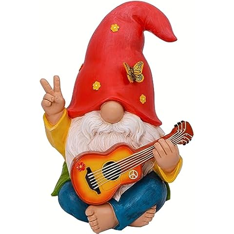 Mood Lab Garden Gnome - Funny Hippie Gnome Figurine - 9.25 Inch Tall Lawn Statue - for Outdoor or House Decor Cover