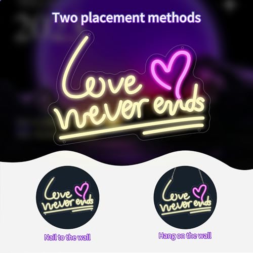 Image of Love Never Ends Neon Sign for Wall Decor, Dimmable Love Led Lights Signs Letters Signs for Wedding, Neon Light Room Decor for Party Birthday Gift Christmas Gift