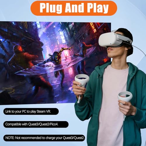 Imangoo IMANGOO-0708 16Ft Right Angle Usb C Cable For Meta Oculus Quest 3 2 Pro Pico 4 Vr Link Cable,Usb 3.0 High Speed Pc Data Transfer Long Extention Cord For Virtual Reality Headset To Pc Steam Gaming Accessories Black thumb #4