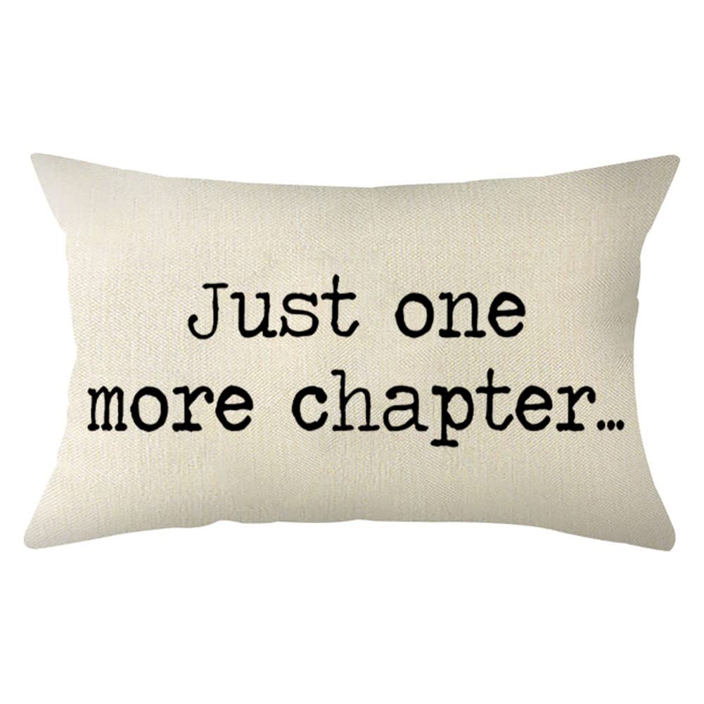Ogiselestyle Just One More Chapter Lumbar Pillow Cover, 12 x 20 Inch Farmhouse Cushion Case Book Lover Decoration for Sofa Couch