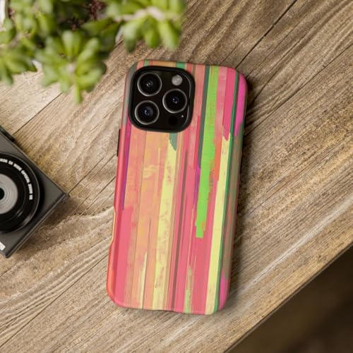 Coque rigide rose iPhone 16 Pro Max art abstrait rayures - 4