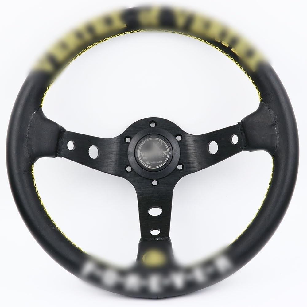 Volante da Corsa Vera Pelle Nero Bianco 13inch Drift Sport Volanti
