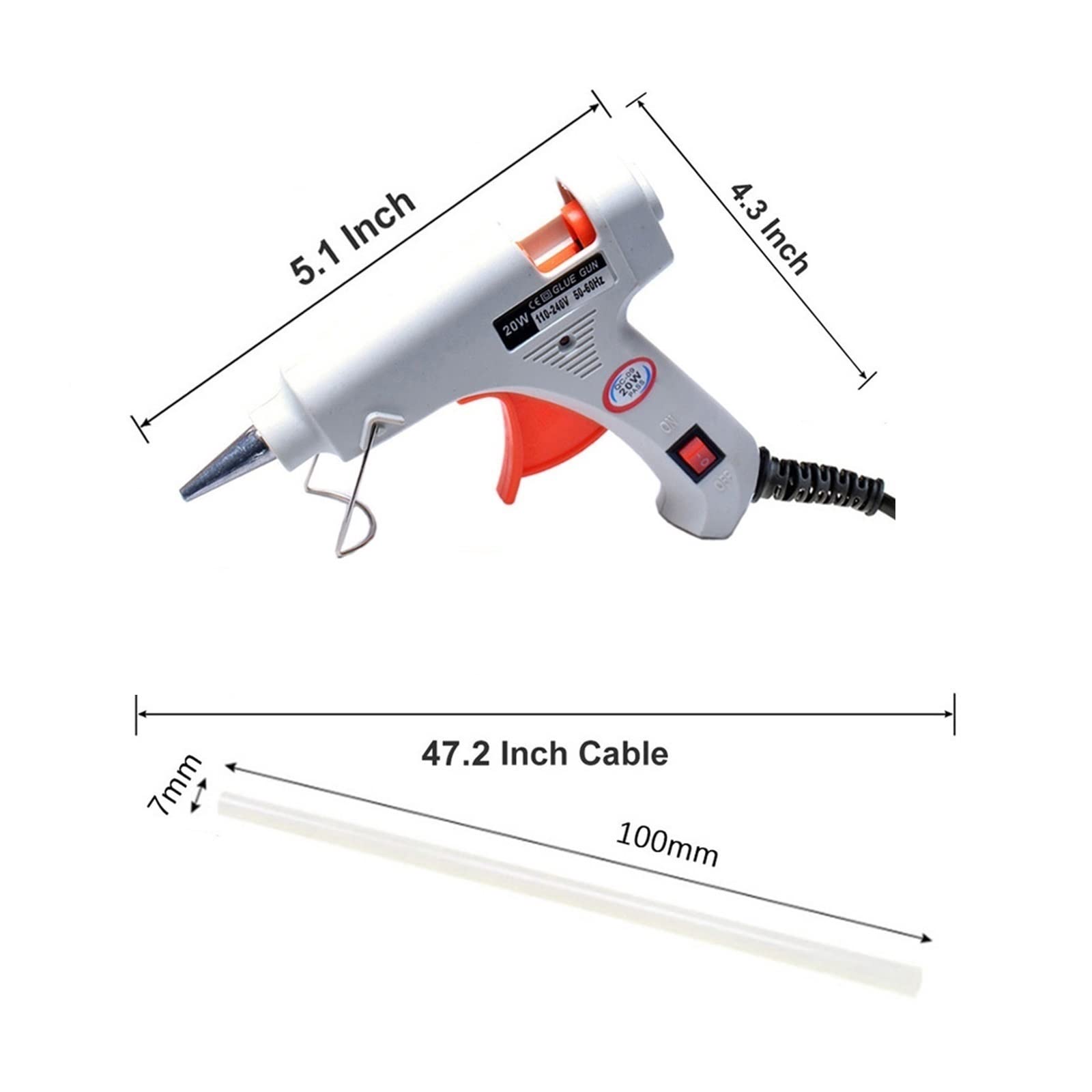 Pistolet do klejenia na gorąco 20 W z 20 patyczkami do klejenia, mini narzędzie do naprawy DIY, szybkie nagrzewanie, termiczny, do użytku domowego i przemysłowego