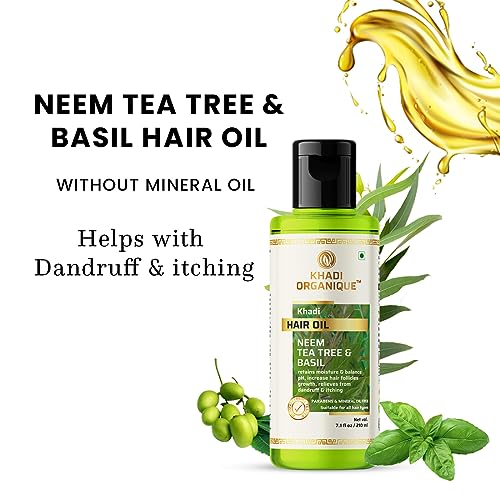 Image of Khadi Organique Neem Tea Tree & Basil Natural Hair Oil Paraben & Miniral Oil Free Pack Of 1