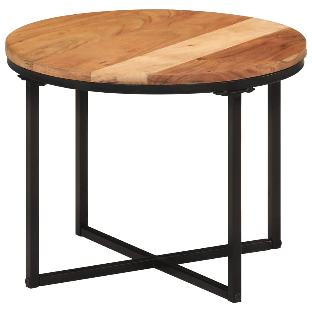 Homgoday Table basse 45 x 45 x 35 cm en bois d'acacia massif et fer, table d'appoint pour salon, salle de réception d'invités, chambre à coucher et mobilier de bureau