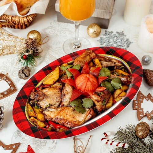 Tbsone 50-Count Christmas Disposable Paper Plates: Large Oval Heavy-Duty Dinnerware Set for Party Supplies and Holiday Dinner Table Decorations, 10.2 x 12.6 Inch (Christmas-Car) – Image 5