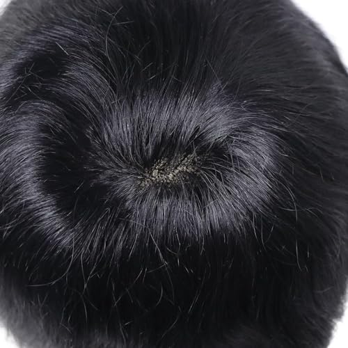 Image of COMFORT Monofilament Hair Patch for Men | 100% Human Hair Wig Original | Natural Look Durable Toupee | Non Surgical Replacement System | Use with Clips, Glue or Tape | (Natural Black, 10x8)