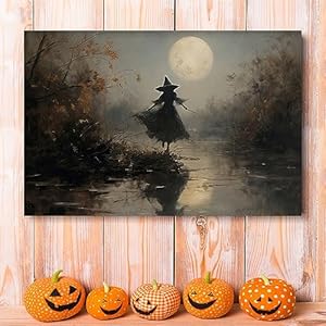 SKYSUKEY Halloween Decoration Wall Art, Witchy Farmhouse Prints, Witch Wall Art, Wicca Rustic Print, Home Decor for Wiccan, Framed for Party Decoration, 12"x16" SKYSUKEY Halloween Decoration Wall Art Witchy Farmhouse Prints Witch Wall Art Wicca Rustic Print Home Decor for Wiccan Framed for Party Decoration 12×16
