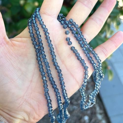 Image of 1000pcs Czech Faceted Rondelle Crystal Glass Beads 4mm Small Tiny Bulk Dark Sapphire Blue