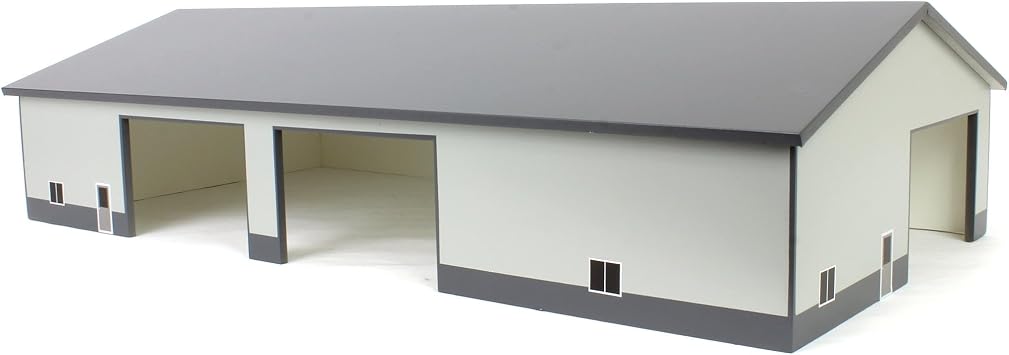 1/64 Dark & Light Gray 60 x 120ft Wooden Implement Shed w/Side Doors STA-220