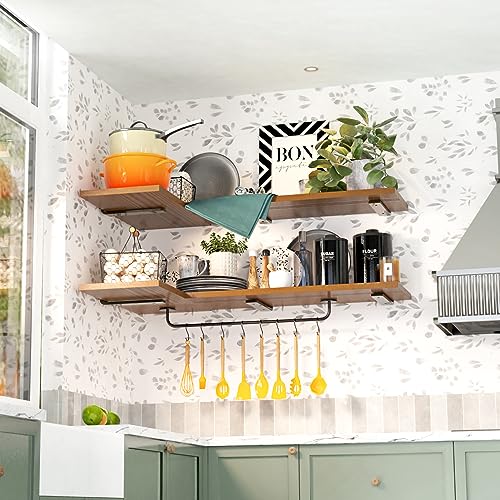 Image of WELDUN 6 Pack Floating Shelf Brackets 10 Inch, Heavy Duty Metal L Brackets for Shelves Support Wall Hanging