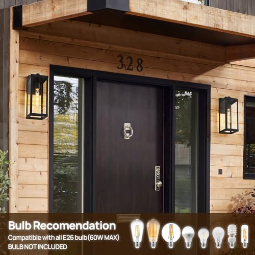 Image of Black Outside Lights for House 15 inch H Outdoor Wall Sconce Waterproof Large Exterior Light Fixtures for Garage, Doorway, Porch, Patio, 2 Pack