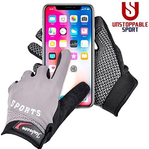 Mountain Bike Touchscreen Cycling Gloves - Full Finger Mtn Biking Glove, Breathable with Screen Wiping Pad, iPhone or Android Touchscreeen Capable, Bike Riding Training Gloves for Men Women