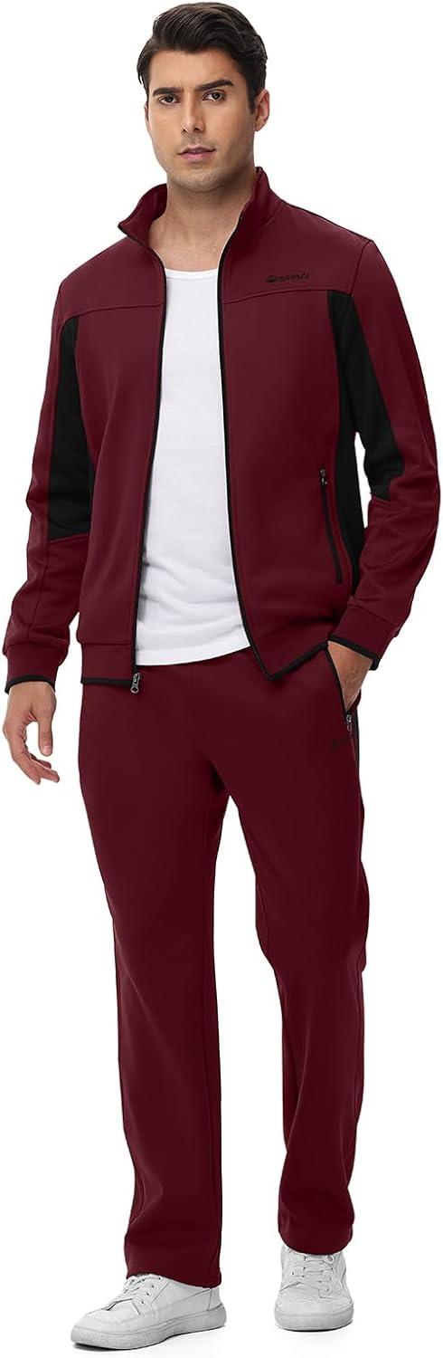 TBMPOY Men's Fleece Lined Tracksuits Sweatsuits 2 Piece Sets Winter Jogging Track Sweat Suits Thermal Casual Outfits