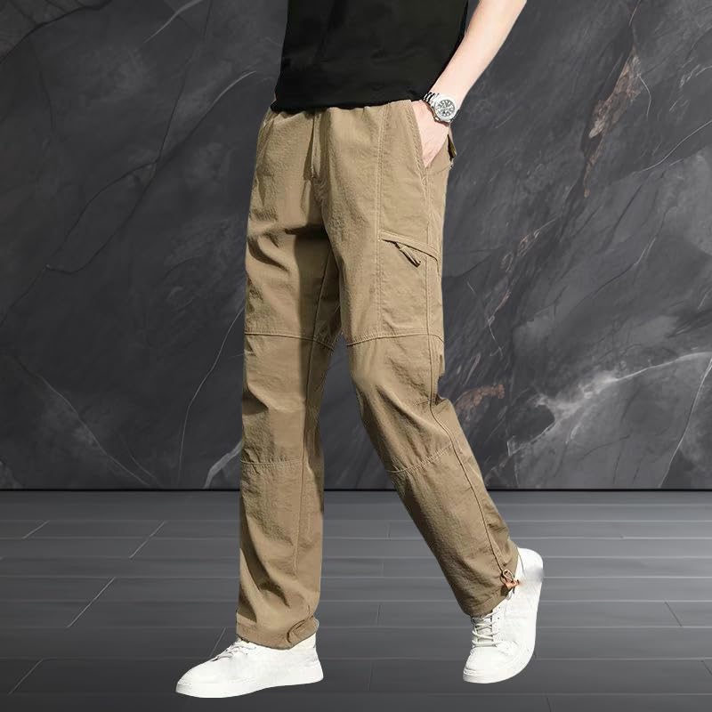 USTZFTBCL Pantaloni cargo casual estivi da uomo, leggeri, vestibilità ampia, per sport all'aria aperta, gamba dritta, primavera estate, casual, lunghi