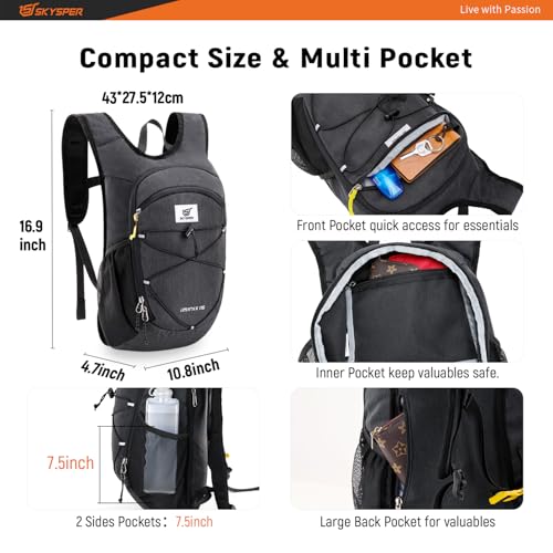 SKYSPER 15L/20L Foldable Hiking Backpack Lightweight Packable Travel Daypack with Chest Strap Small Folding Pack for Walking3