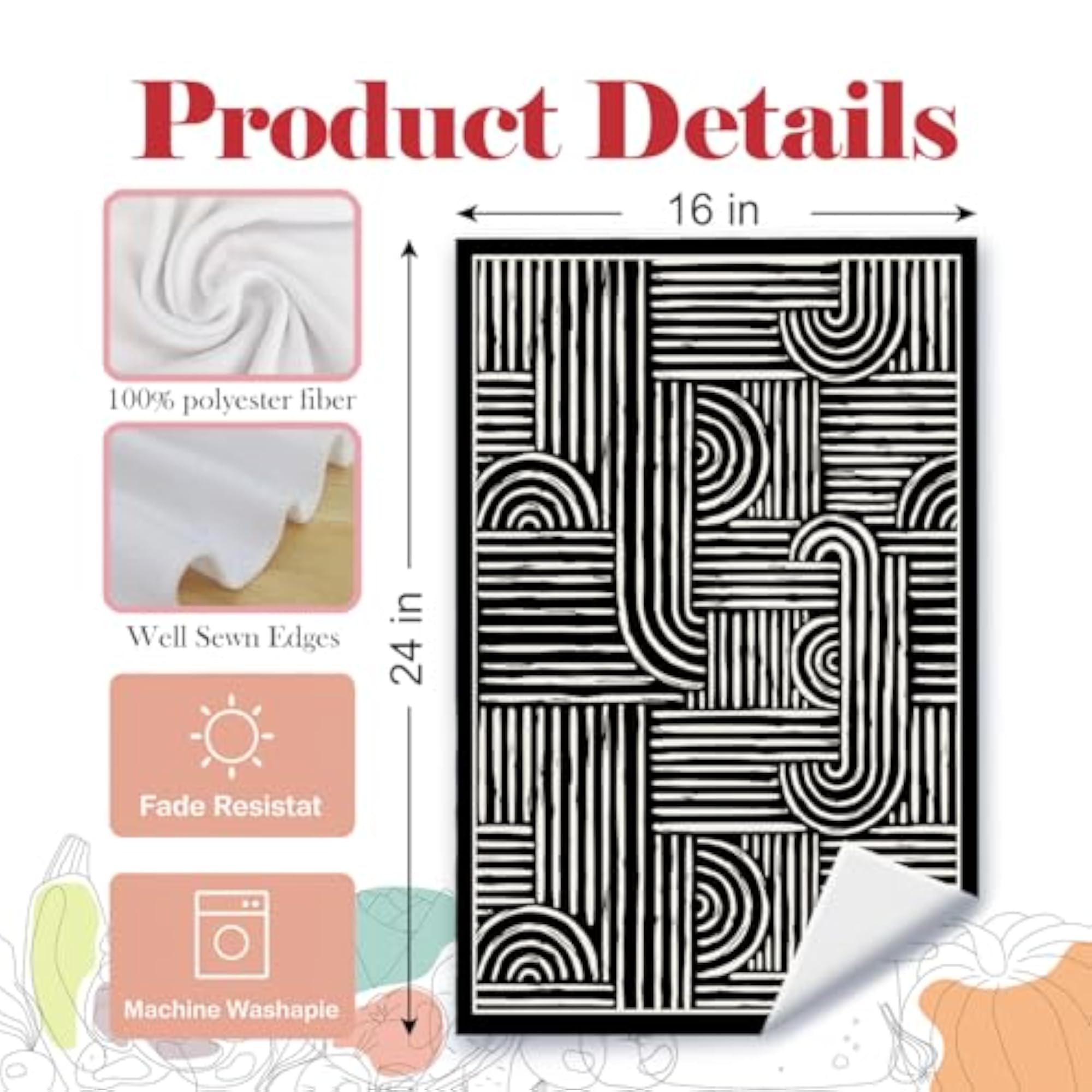 Boho Modern Abstract Kitchen Towels, Black and Beige