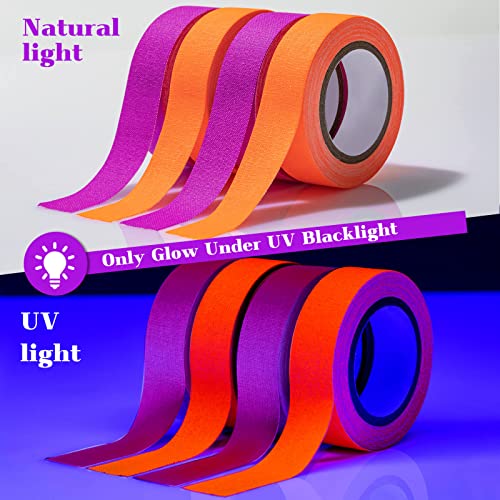 Generic Halloween Neon Gaffer Cloth Tape, 8Pcs Orange Purple Fluorescent Blacklight Glow In The Dark Tape For Halloween Party Decorate thumb #4