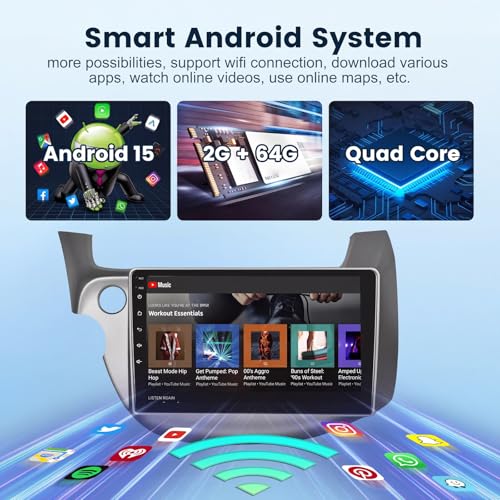 Image of [2G+64G]for Honda Fit 2008-2013 Android 15 Car Stereo Support Wireless Carplay /Android Auto Car Radio with 10.1 inch Touchscreen 5Ghz-WiFi GPS Navigation Bluetooth USB FM /RDS Radio with Backup Camera