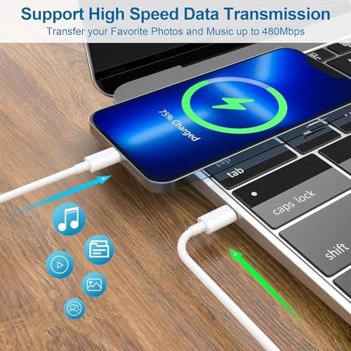 Image of 20W PD Type C Fast Charger with Type C-L 1 Mtr Cable Compatible for iPhone 14 I 14 Pro I iPhone 12 I 12 Pro I 12 Mini 12 Pro Max - White
