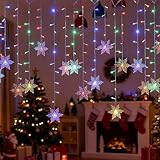 MAINOSHY Christmas Window Lights Indoor, 96LED 4M Snowflake String Lights Curtain Fairy Light with 8 Flashing Modes Xmas Decoration for Indoor Party Wedding Bedroom (Multicolor) - Image 5
