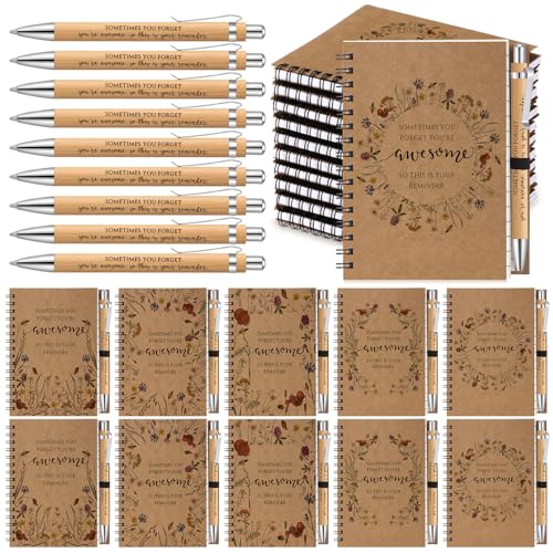 Carnets chrétiens avec stylos Sayglossy, lot de 10 petits blocs-notes spirale en bambou