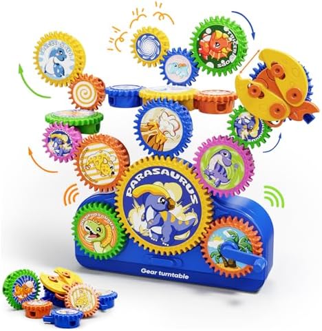2025 STEM Gears Toys for Kids Ages for 1-3, Creative Learning Building Blocks, 13Pcs Educational Construction Toy Set, Electric & Manual Dual Mode, Versatile Gear Playset Gift for Boys & Girls