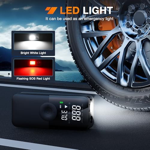 Image of Nilight Tire Inflator Portable Air Compressor Rechargeable Battery Cordless 150PSI Faster Inflation Pump with Pressure Gauge for Car Motorcycle Bicycle Ball