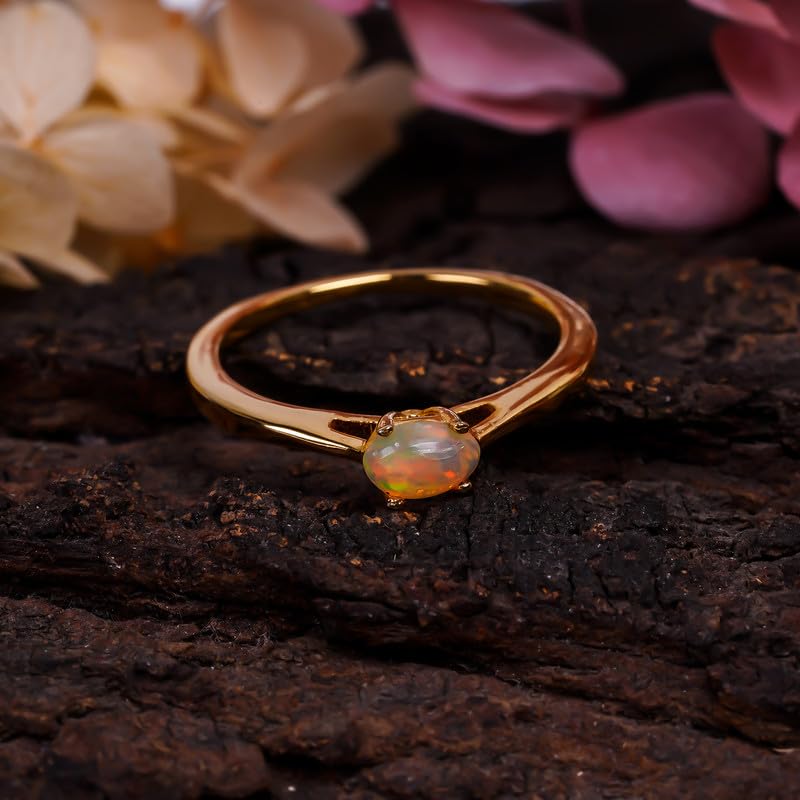 Alliance opale de feu naturelle argent 925 pour mariage élégant - 5